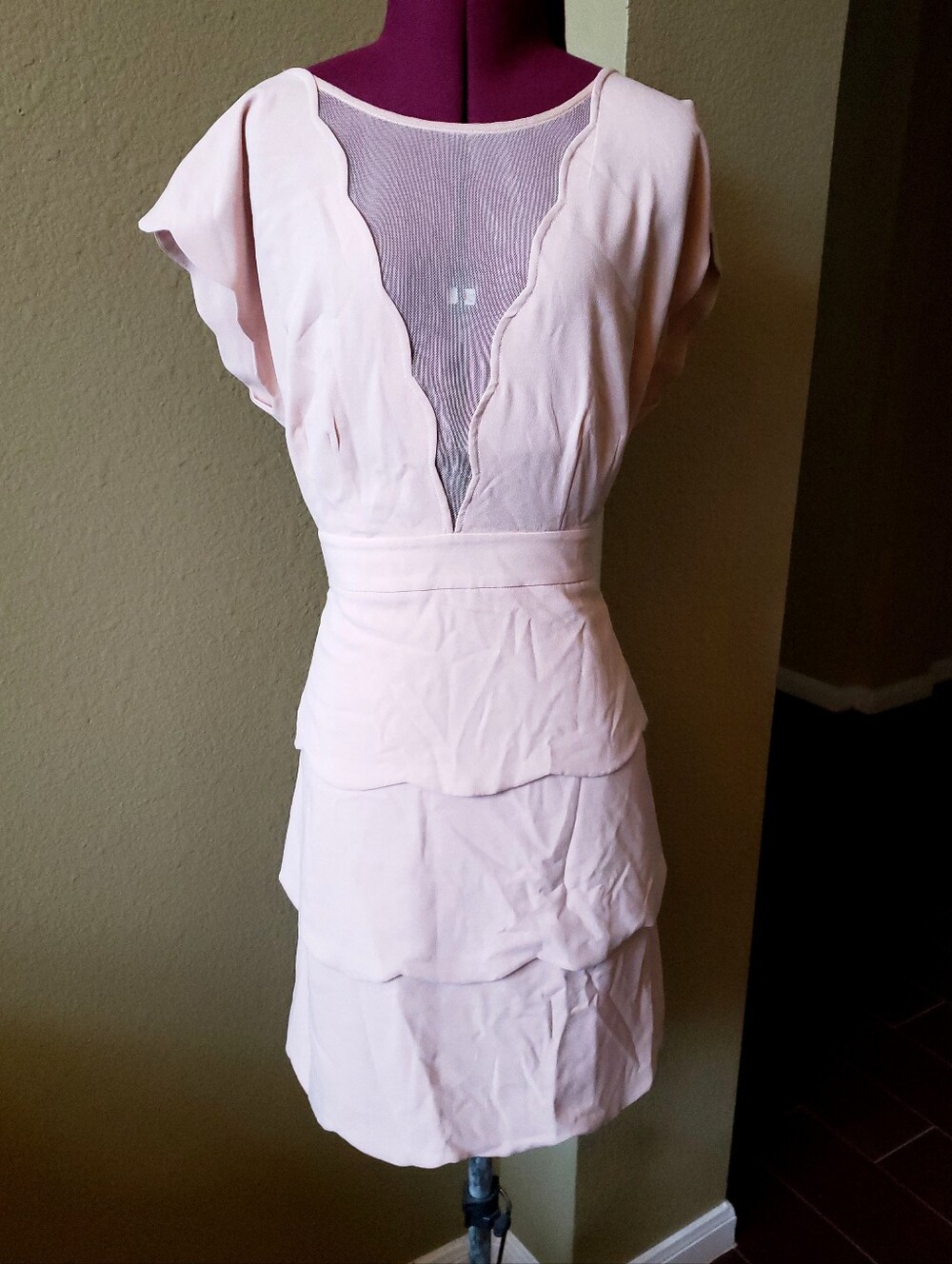 Coincidence & Chance Blush Mesh V-Neck Dress - 10